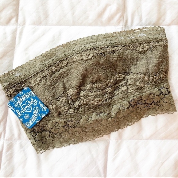 FREE PEOPLE NWT Lace Trim Bandeau Bra Size XS in Taupe - Picture 2 of 13
